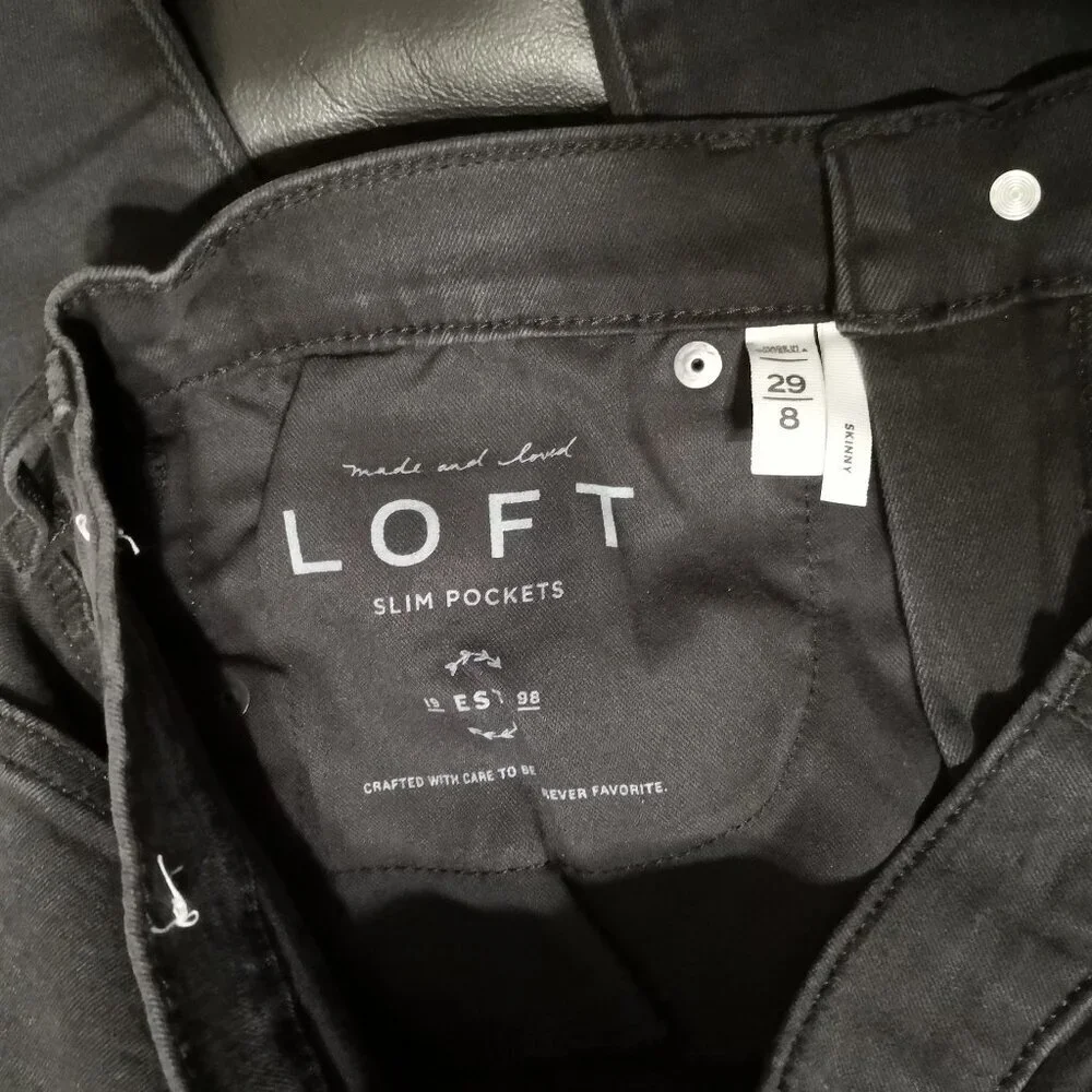 NWOT LOFT‎ Black Side Stripe Skinny Pants Size 29/8
